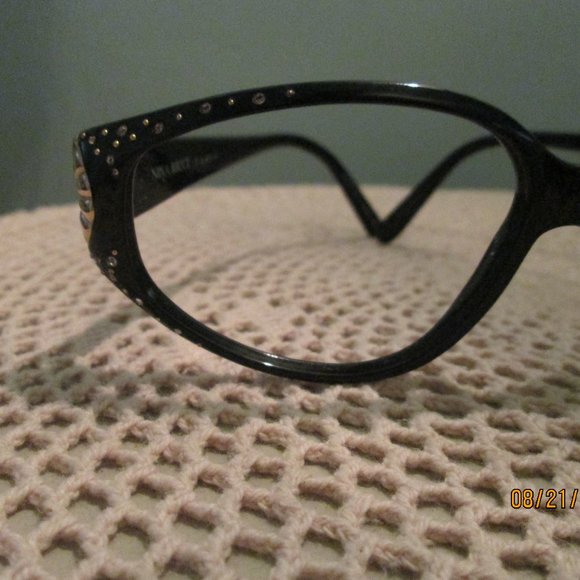Vintage Rare Nina Ricci Cat Eye Glasses Rhinestone - Picture 5 of 8